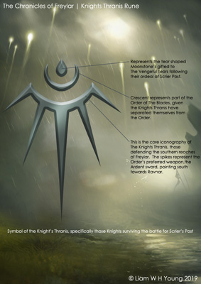 Knights Thranis rune preliminary design by Hardy Fowler and render by Art of Ion Silental