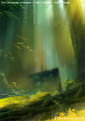 Dark Children book cover initial background render by Hardy Fowler