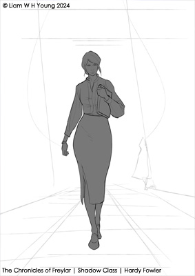 Shadow Class book cover preliminary sketch work by Hardy Fowler