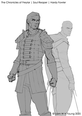 Soul Reaper book cover preliminary sketch work by Hardy Fowler