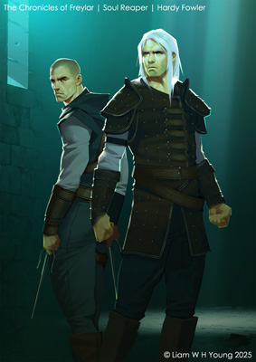 Soul Reaper book cover initial background render with character render by Hardy Fowler